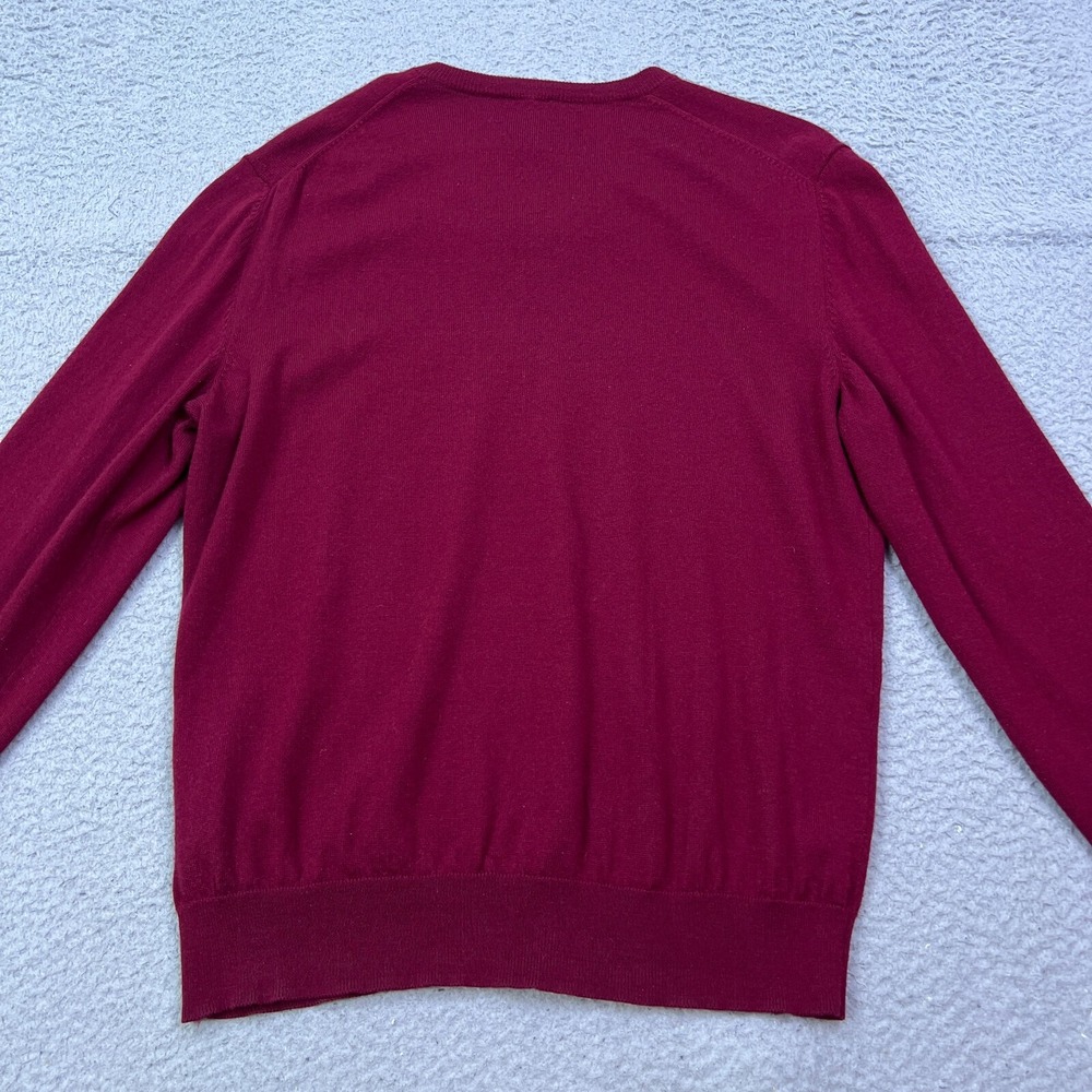 Jos A Bank Executive Collection Sweater L Red 100% Wool‎ Knit V-Neck Pullover - Picture 9 of 10